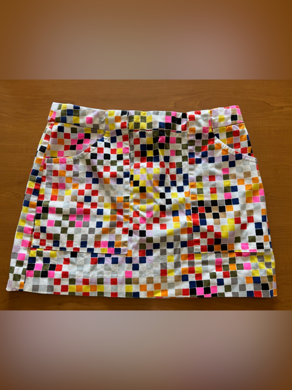 Kate Spade Saturday Mini Skirt Multicolor Checkered Geometric Pixel Print Size 4